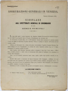 Veneto Head Office Circular (1866) / ph. Duccio Zennaro